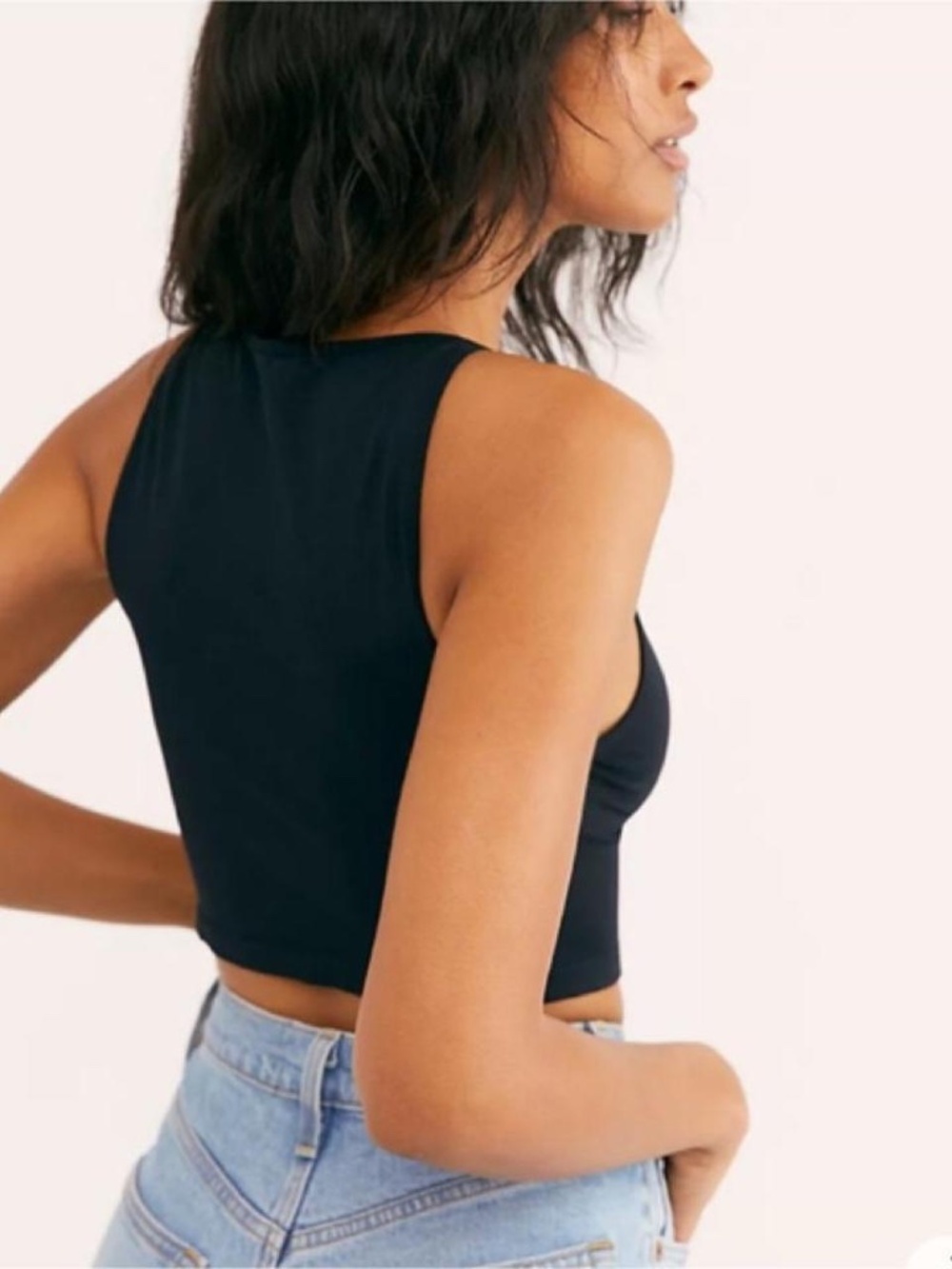 Intimately Free People Black Nylon Spandex Crop Top XS/S - Picture 2 of 6